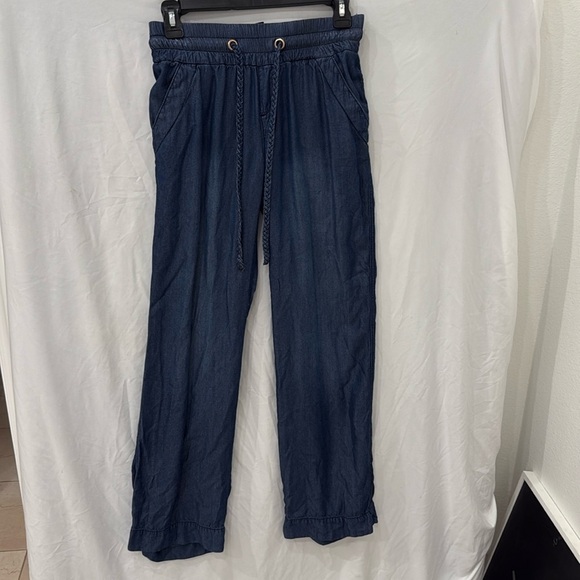INC International Concepts Pants - INC Macys drawstring denim chambray pants summer casual braided drawstring sz 0